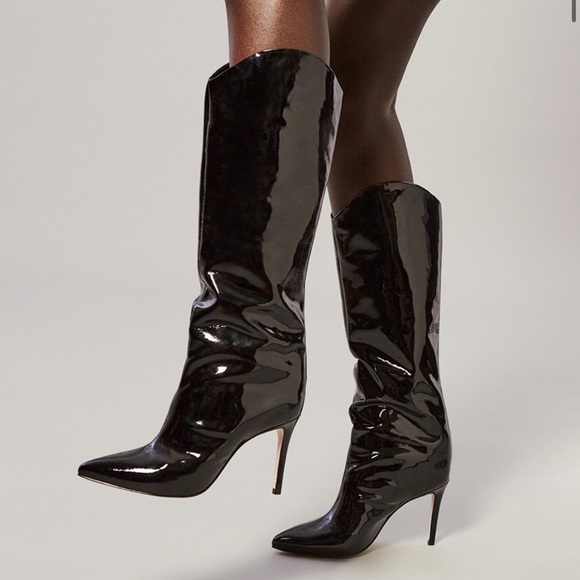SCHUTZ Black Patent Heeled Boots - Picture 5 of 5
